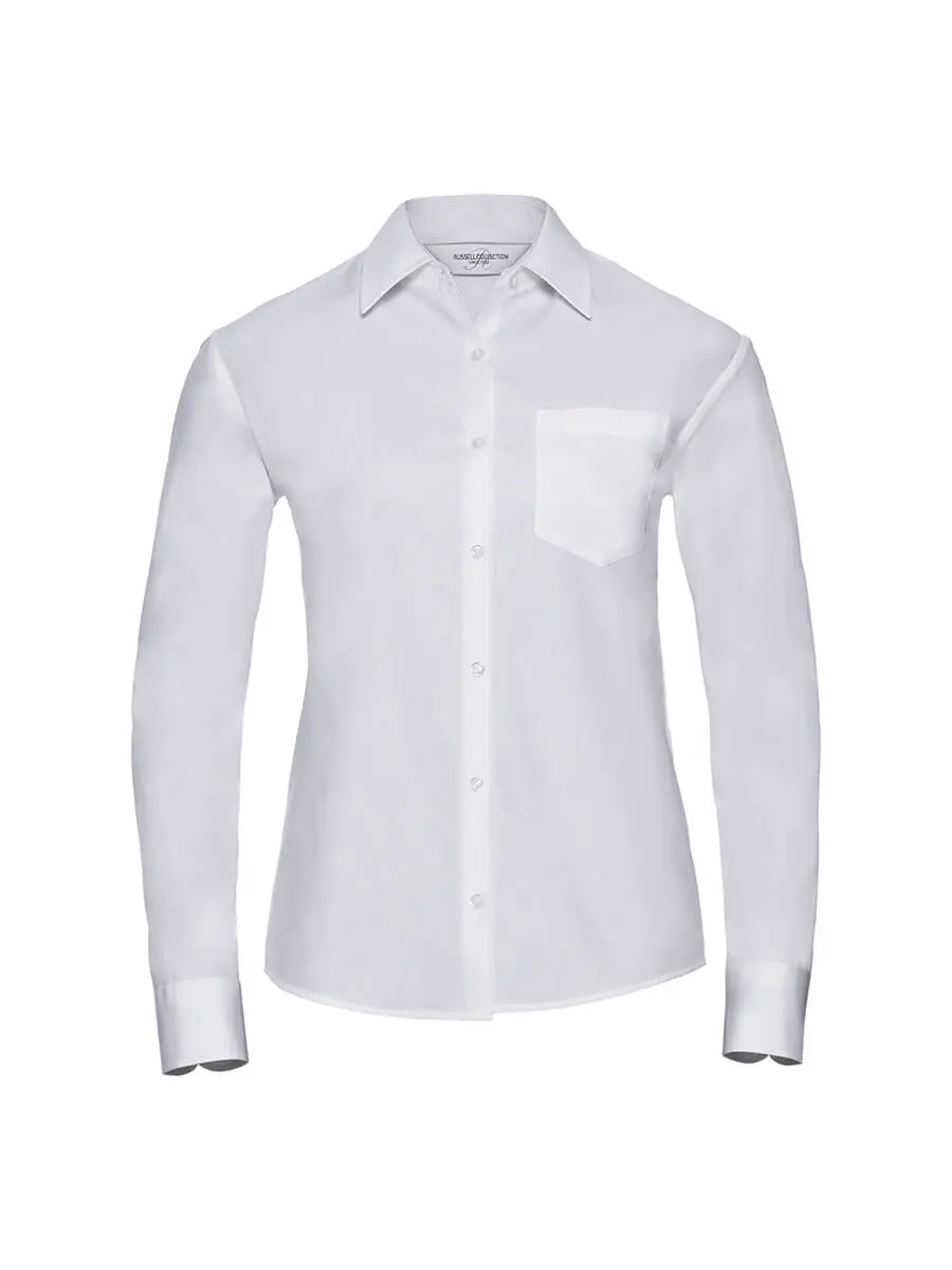 Camicia donna manica lunga in 100% cotone 125 g Bianco Camicia donna manica lunga in 100% cotone 125 g Bianco
