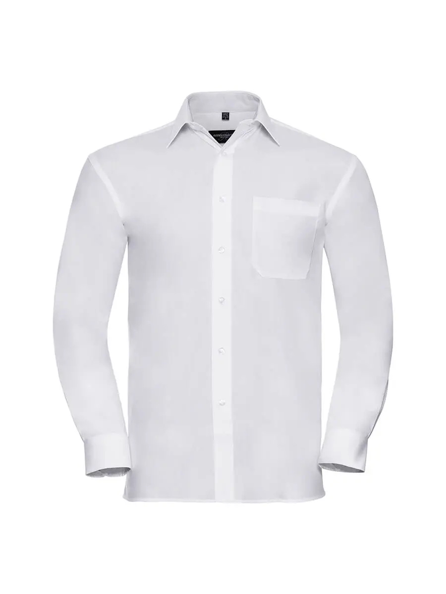 Camicia uomo manica lunga in 100% cotone 125 g Bianco Camicia uomo manica lunga in 100% cotone 125 g Bianco