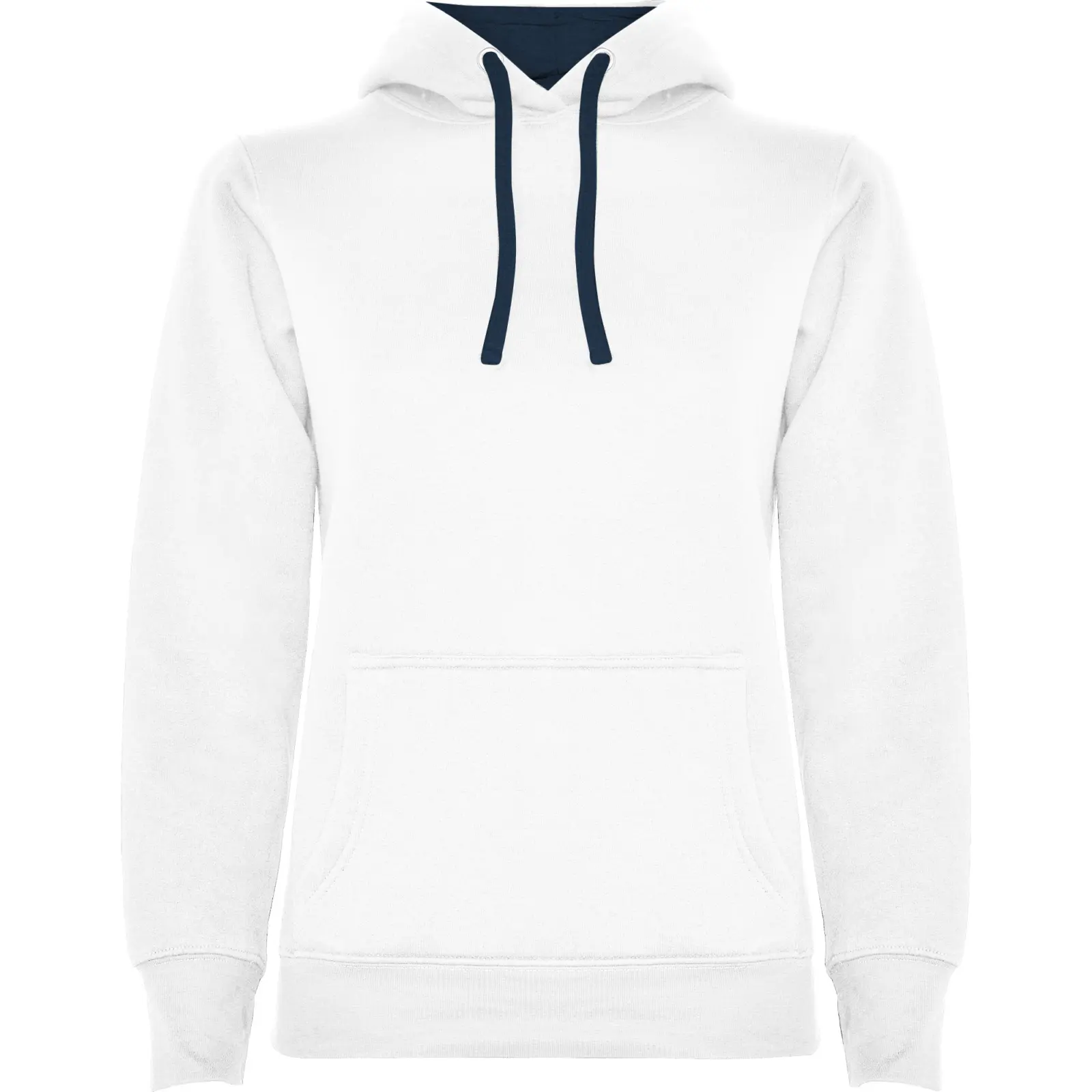 Felpa con cappuccio donna in 100% cotone 280 g Bianco/Blu navy Felpa con cappuccio donna in 100% cotone 280 g Bianco/Blu navy