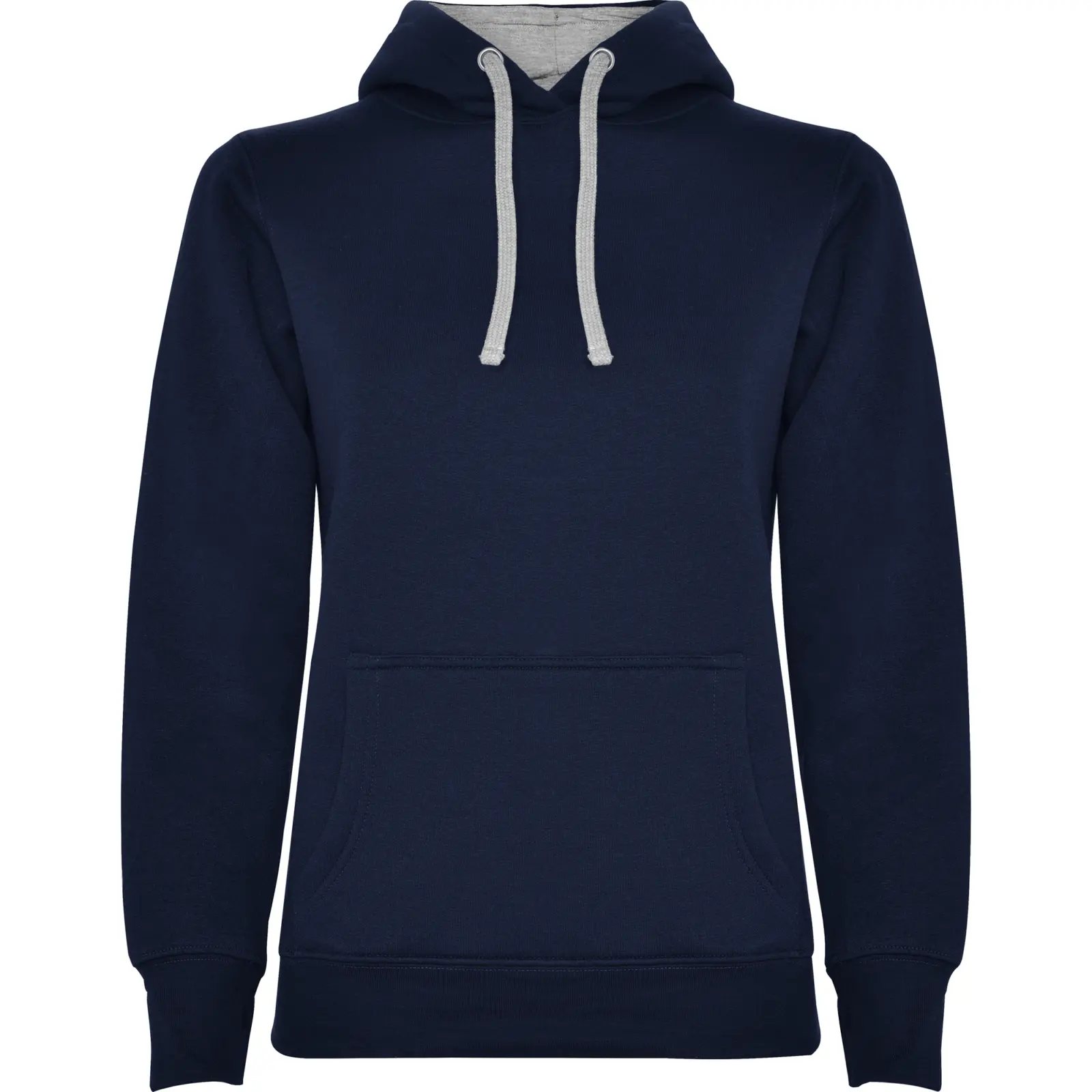 Felpa con cappuccio donna in 100% cotone 280 g Blu navy/Grigio melange Felpa con cappuccio donna in 100% cotone 280 g Blu navy/Grigio melange