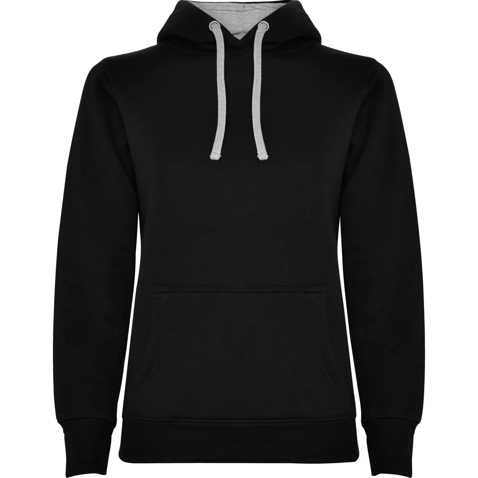 Felpa con cappuccio donna in 100% cotone 280 g Nero/Grigio melange Felpa con cappuccio donna in 100% cotone 280 g Nero/Grigio melange