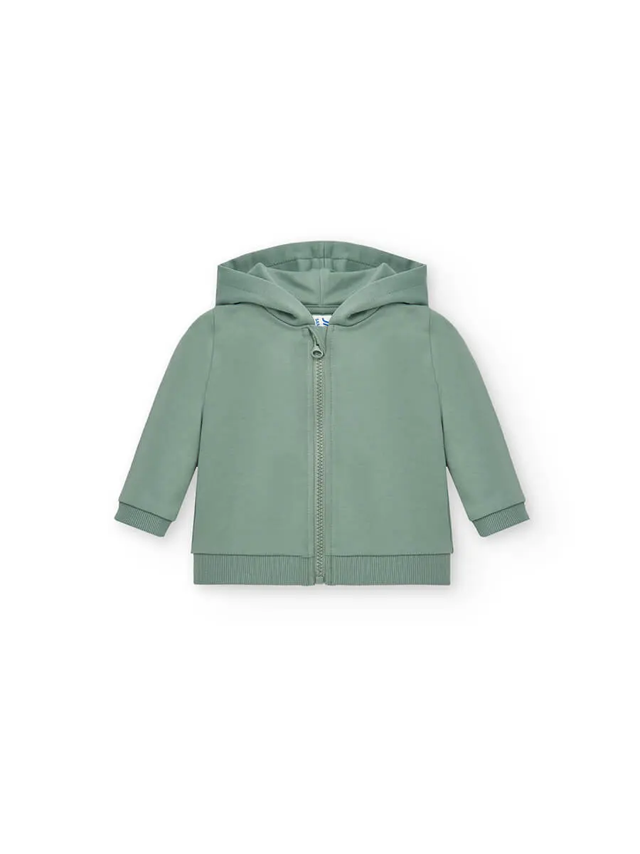 Felpa con cappuccio neonato 260 g Verde muschio Felpa con cappuccio neonato 260 g Verde muschio