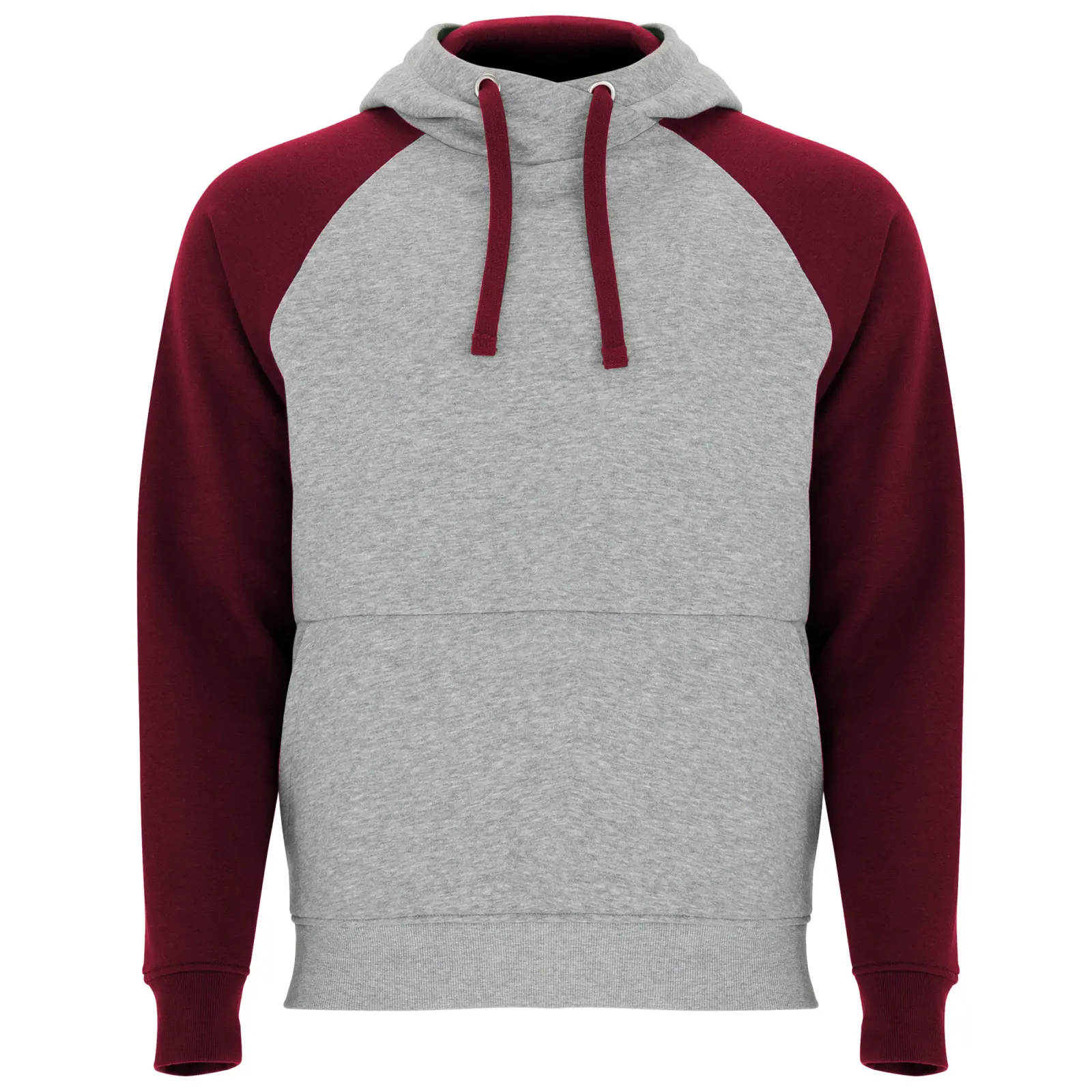 Felpa con cappuccio unisex in 100% cotone 280 g Grigio melange/Bordeaux Felpa con cappuccio unisex in 100% cotone 280 g Grigio melange/Bordeaux