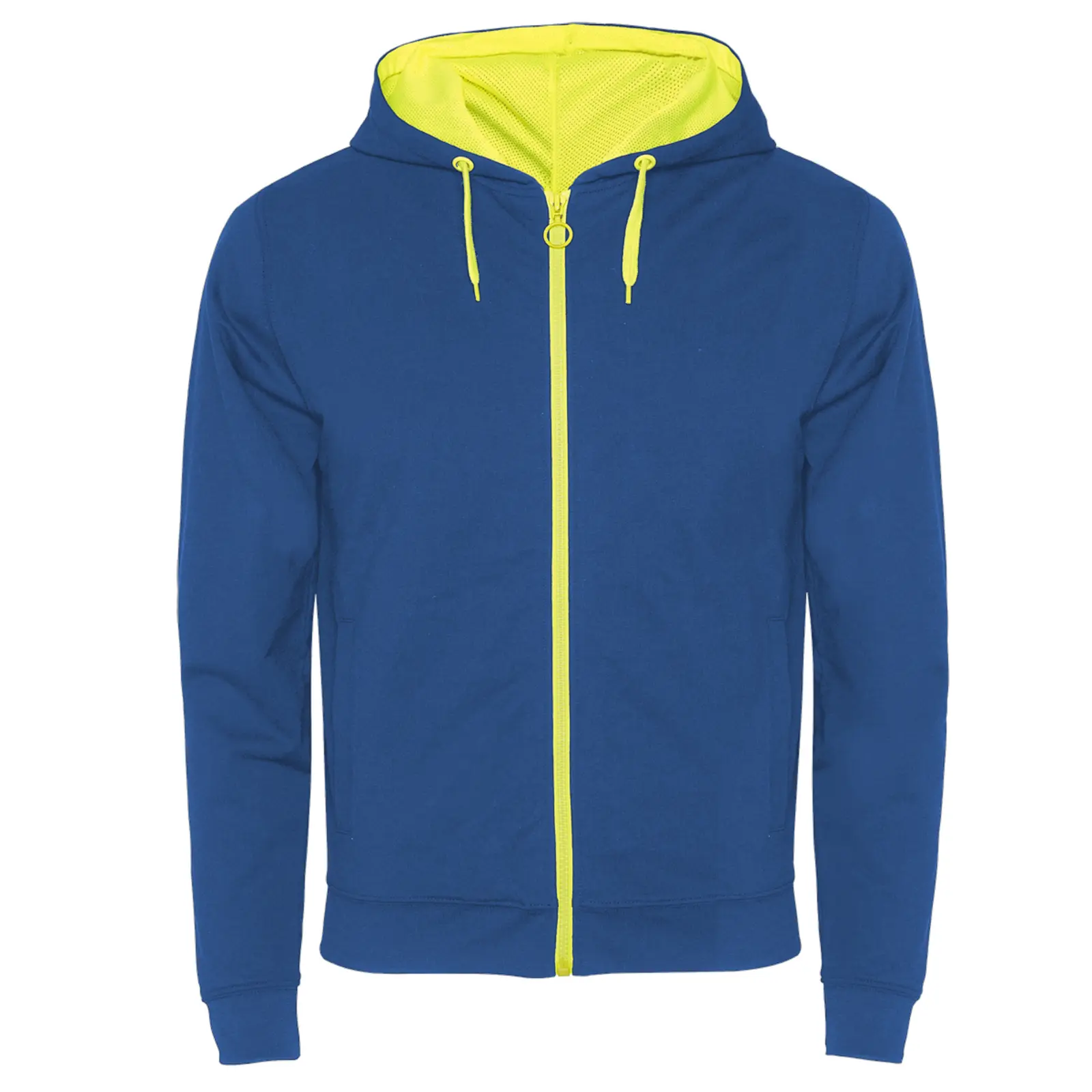 Felpa con cappuccio uomo in 100% cotone 280 g – 2E8DI1AIX Blu royal/Giallo fluo Felpa con cappuccio uomo in 100% cotone 280 g – 2E8DI1AIX Blu royal/Giallo fluo