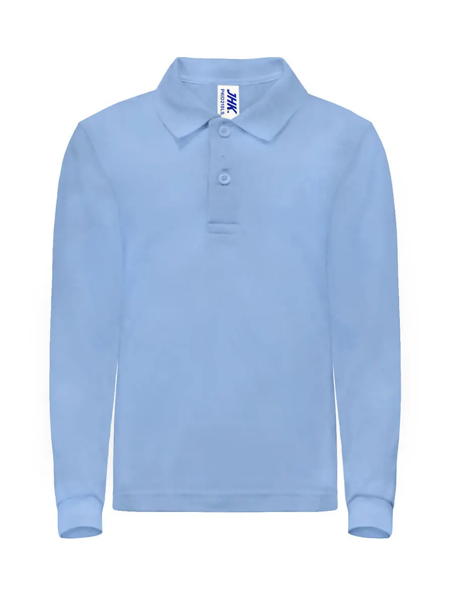 Polo manica lunga bambino in 100% cotone 210 g Azzurro cielo Polo manica lunga bambino in 100% cotone 210 g Azzurro cielo