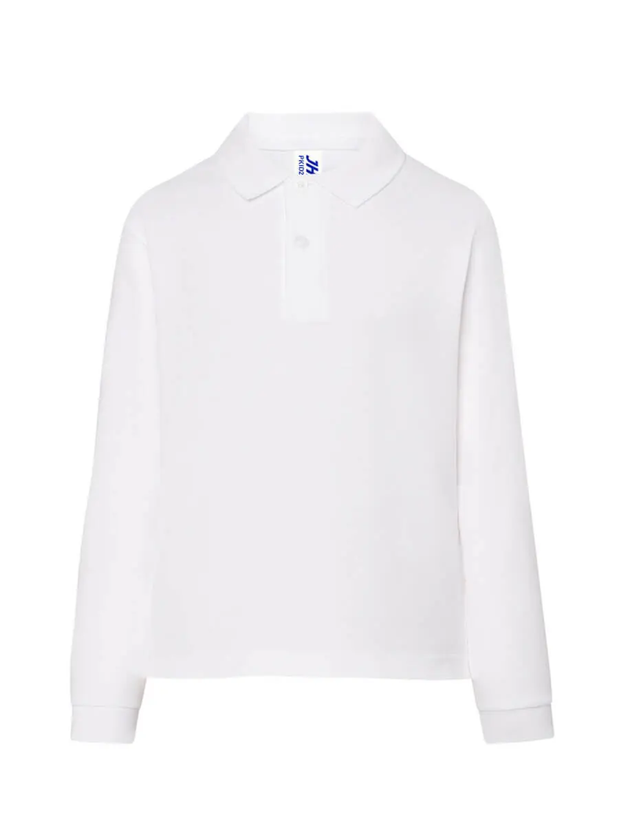 Polo manica lunga bambino in 100% cotone 210 g Bianco Polo manica lunga bambino in 100% cotone 210 g Bianco