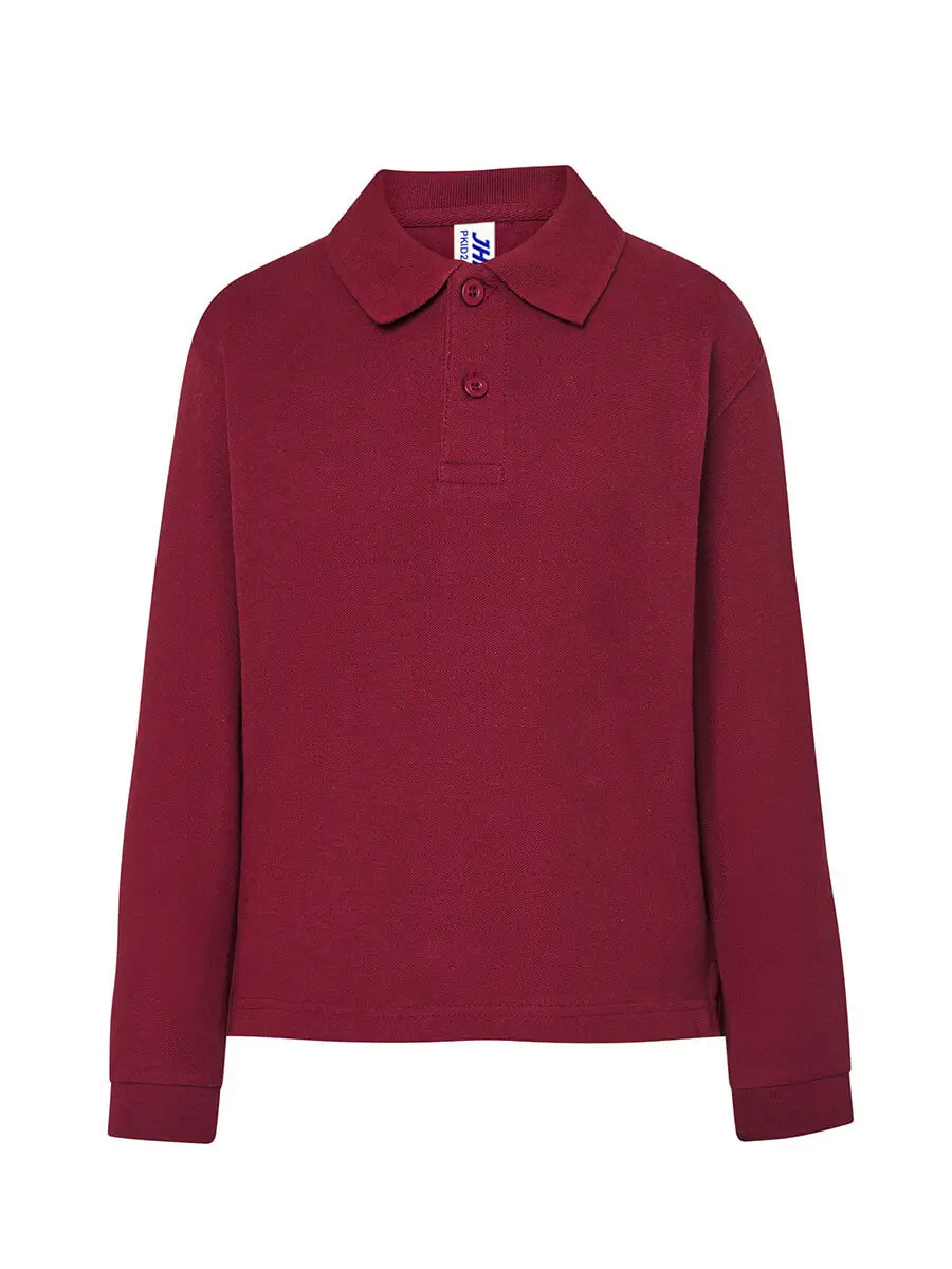 Polo manica lunga bambino in 100% cotone 210 g Bordeaux Polo manica lunga bambino in 100% cotone 210 g Bordeaux