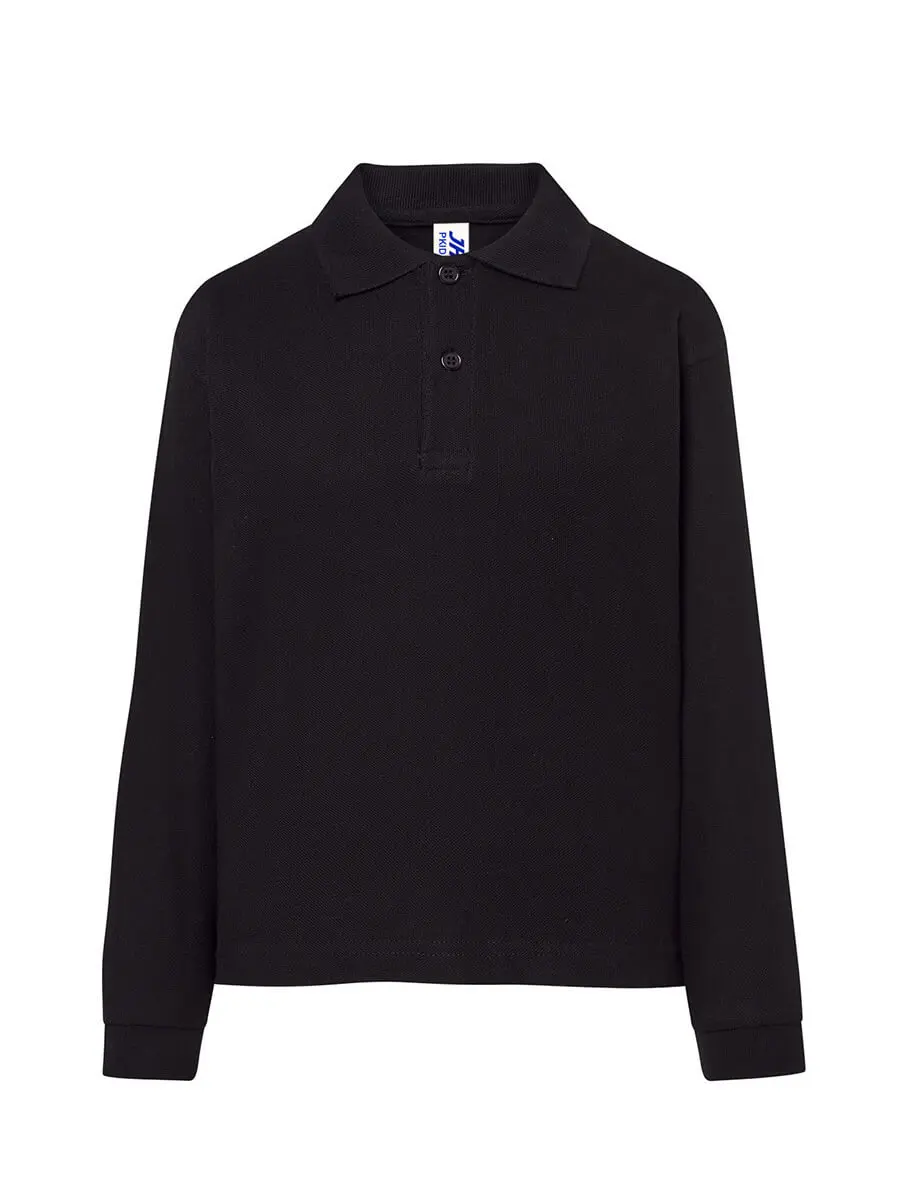 Polo manica lunga bambino in 100% cotone 210 g Nero Polo manica lunga bambino in 100% cotone 210 g Nero