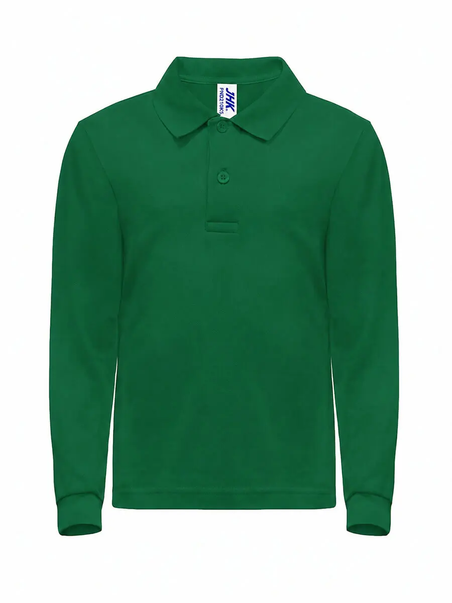 Polo manica lunga bambino in 100% cotone 210 g Verde prato Polo manica lunga bambino in 100% cotone 210 g Verde prato