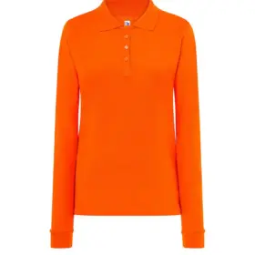 Polo manica lunga donna in 100% cotone 200 g Arancione