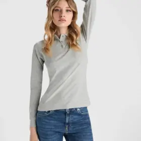 Polo manica lunga donna in 100% cotone 220 g 2