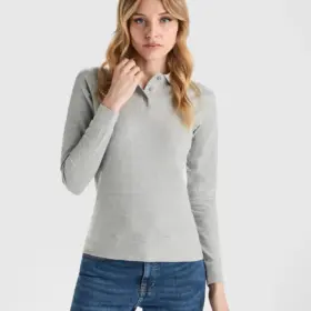 Polo manica lunga donna in 100% cotone 220 g