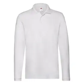 Polo manica lunga uomo in 100% cotone 180 g Bianco