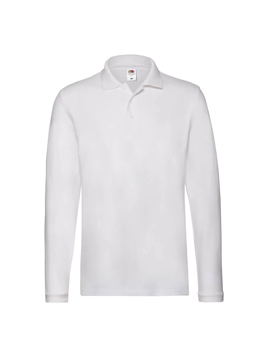 Polo manica lunga uomo in 100% cotone 180 g Bianco Polo manica lunga uomo in 100% cotone 180 g Bianco