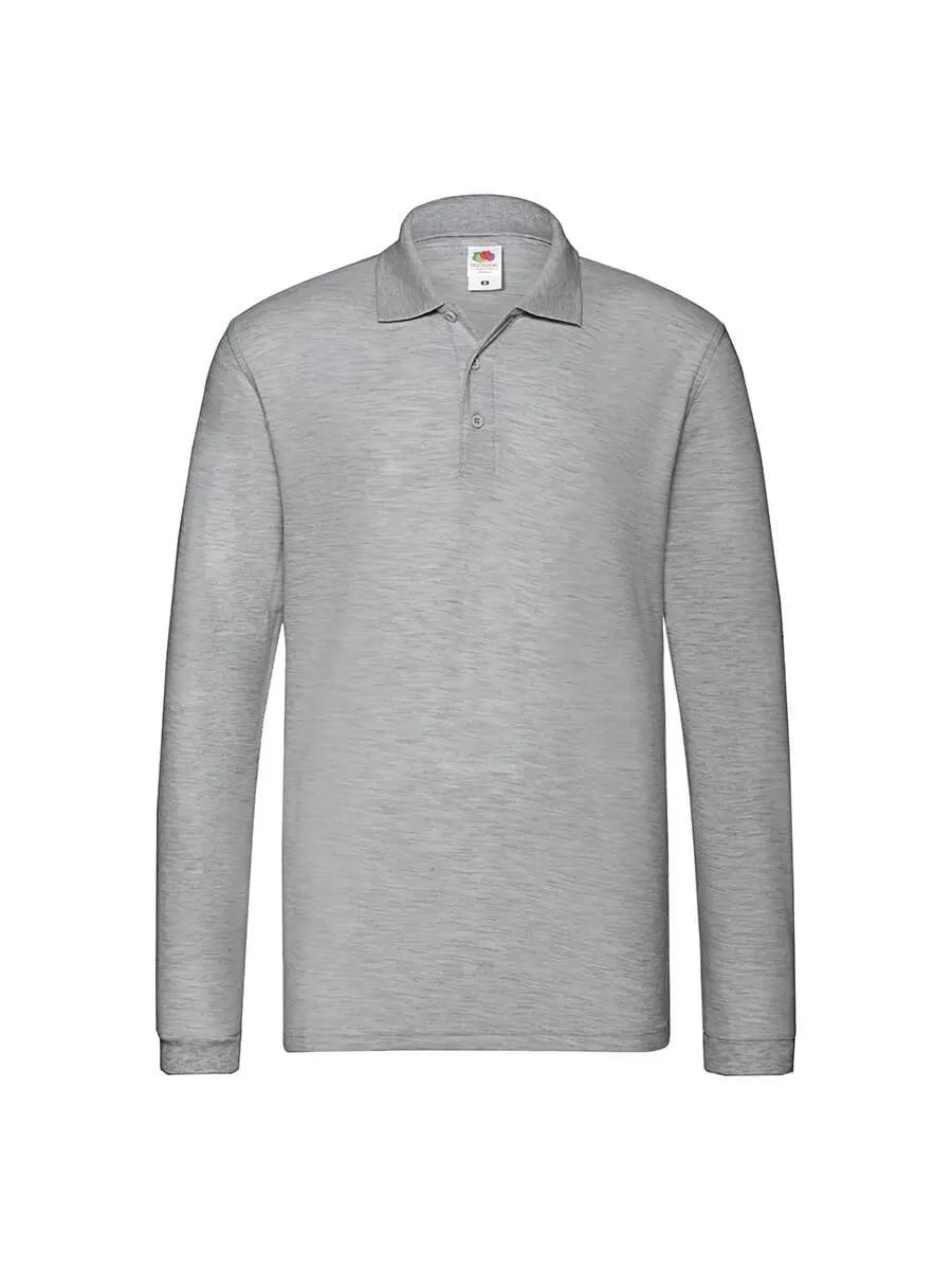 Polo manica lunga uomo in 100% cotone 180 g Grigio sport Polo manica lunga uomo in 100% cotone 180 g Grigio sport