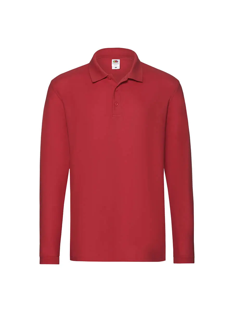 Polo manica lunga uomo in 100% cotone 180 g Rosso Polo manica lunga uomo in 100% cotone 180 g Rosso