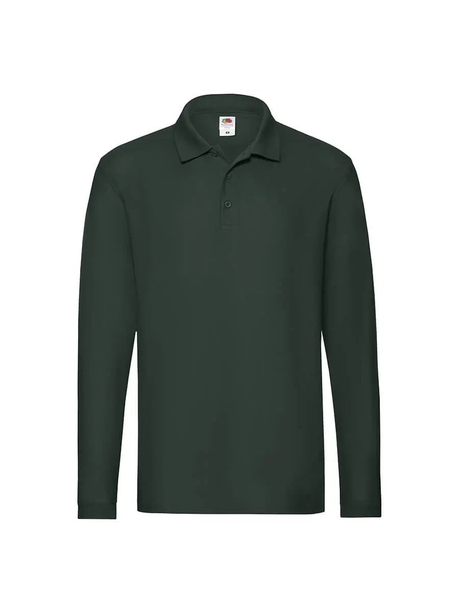 Polo manica lunga uomo in 100% cotone 180 g Verde foresta Polo manica lunga uomo in 100% cotone 180 g Verde foresta