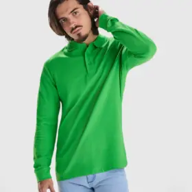 Polo manica lunga uomo in 100% cotone 220 g 2