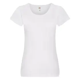 T-shirt donna girocollo manica corta in 100% cotone 145 g Bianco