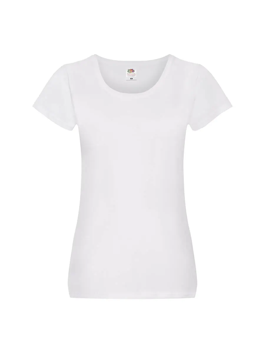T-shirt donna girocollo manica corta in 100% cotone 145 g Bianco T-shirt donna girocollo manica corta in 100% cotone 145 g Bianco