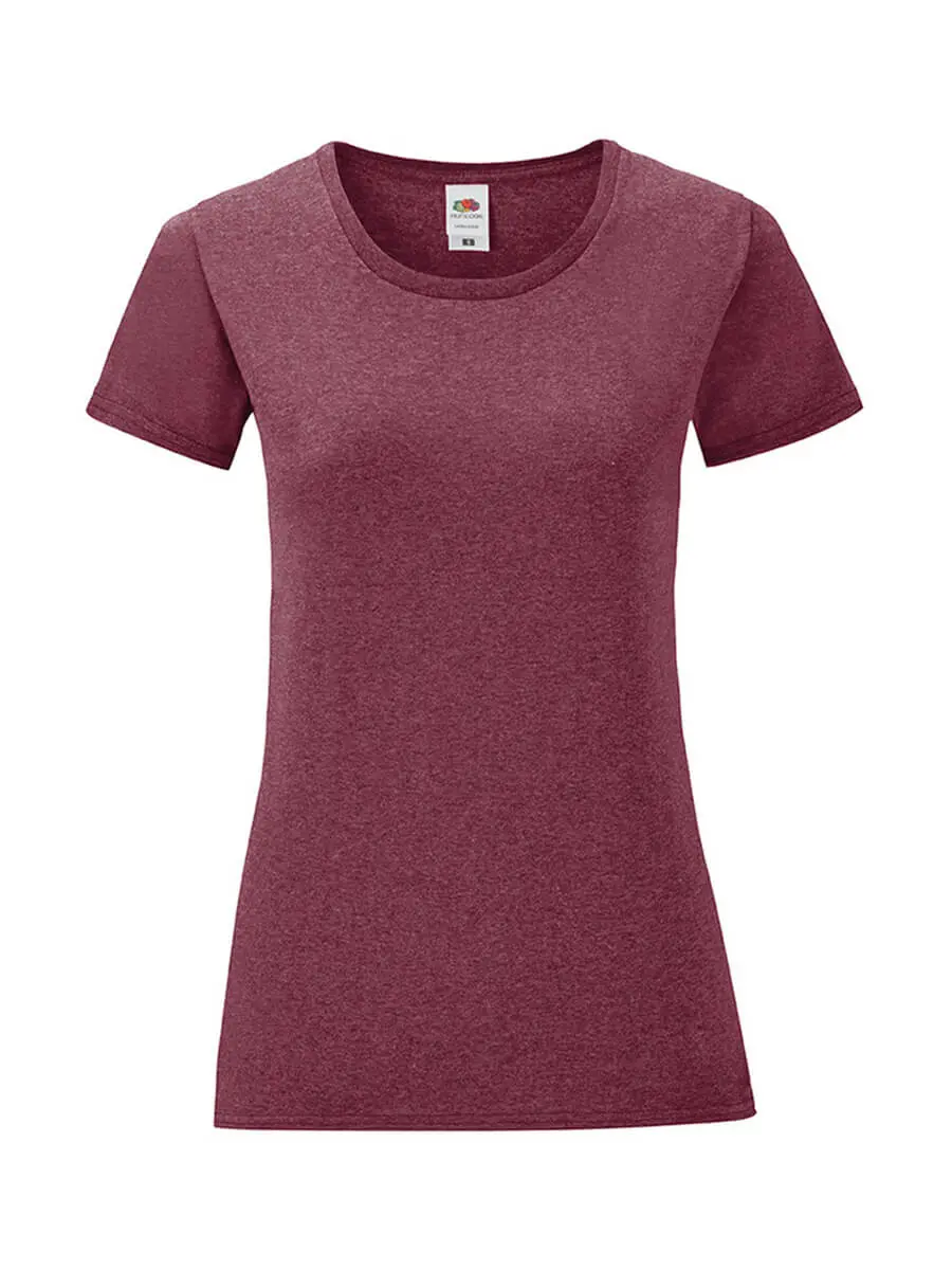 T-shirt donna girocollo manica corta in 100% cotone 150 g Bordeaux melange T-shirt donna girocollo manica corta in 100% cotone 150 g Bordeaux melange