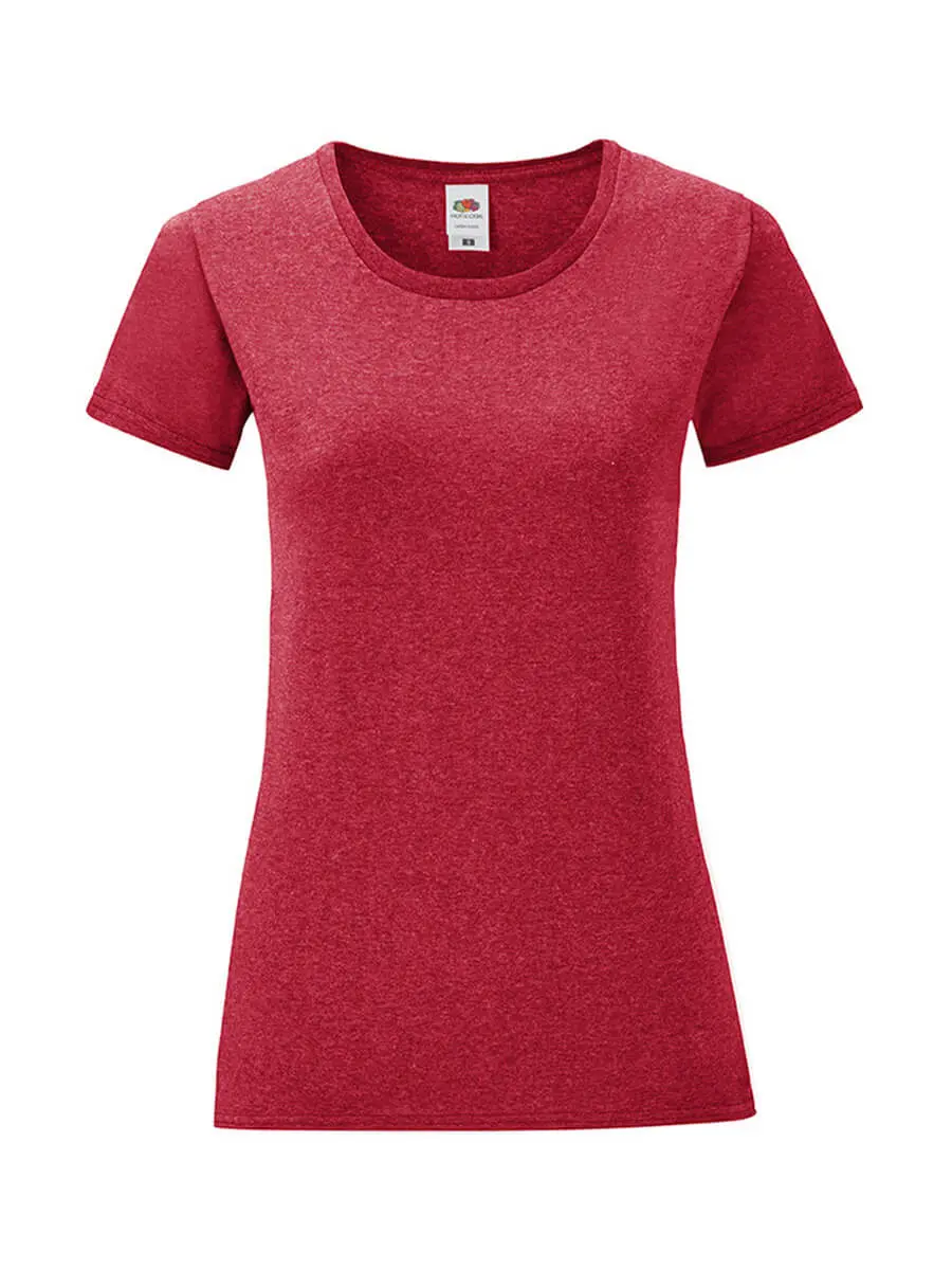 T-shirt donna girocollo manica corta in 100% cotone 150 g Rosso melange T-shirt donna girocollo manica corta in 100% cotone 150 g Rosso melange