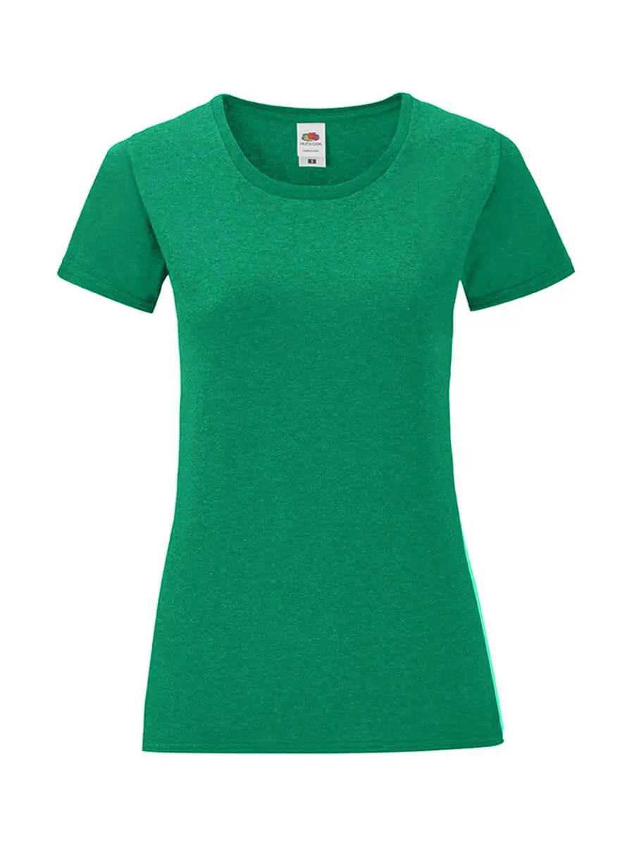 T-shirt donna girocollo manica corta in 100% cotone 150 g Verde melange T-shirt donna girocollo manica corta in 100% cotone 150 g Verde melange