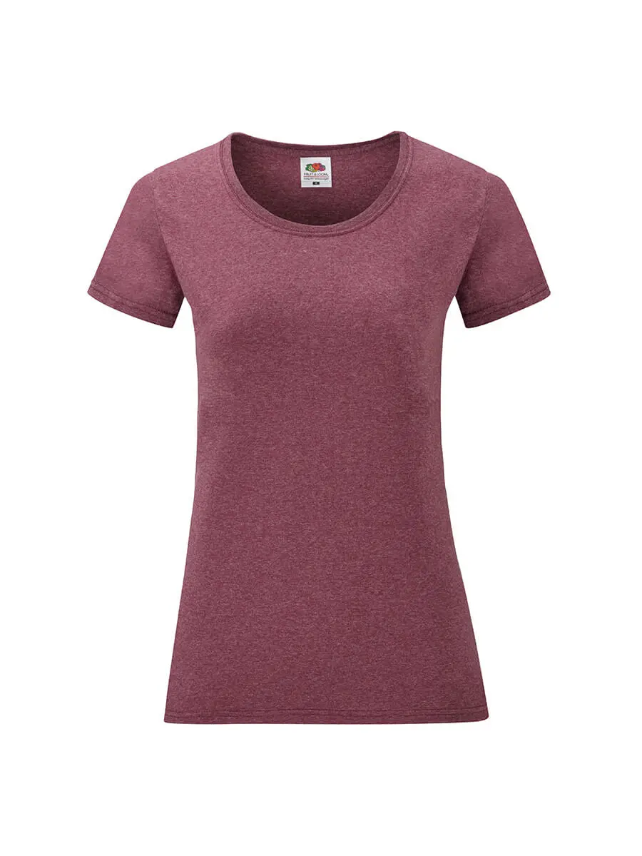 T-shirt donna girocollo manica corta in 100% cotone 165 g Bordeaux melange T-shirt donna girocollo manica corta in 100% cotone 165 g Bordeaux melange