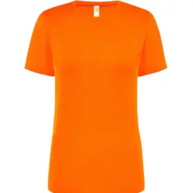 T-shirt donna girocollo manica corta slim fit 130 g Arancione fluo