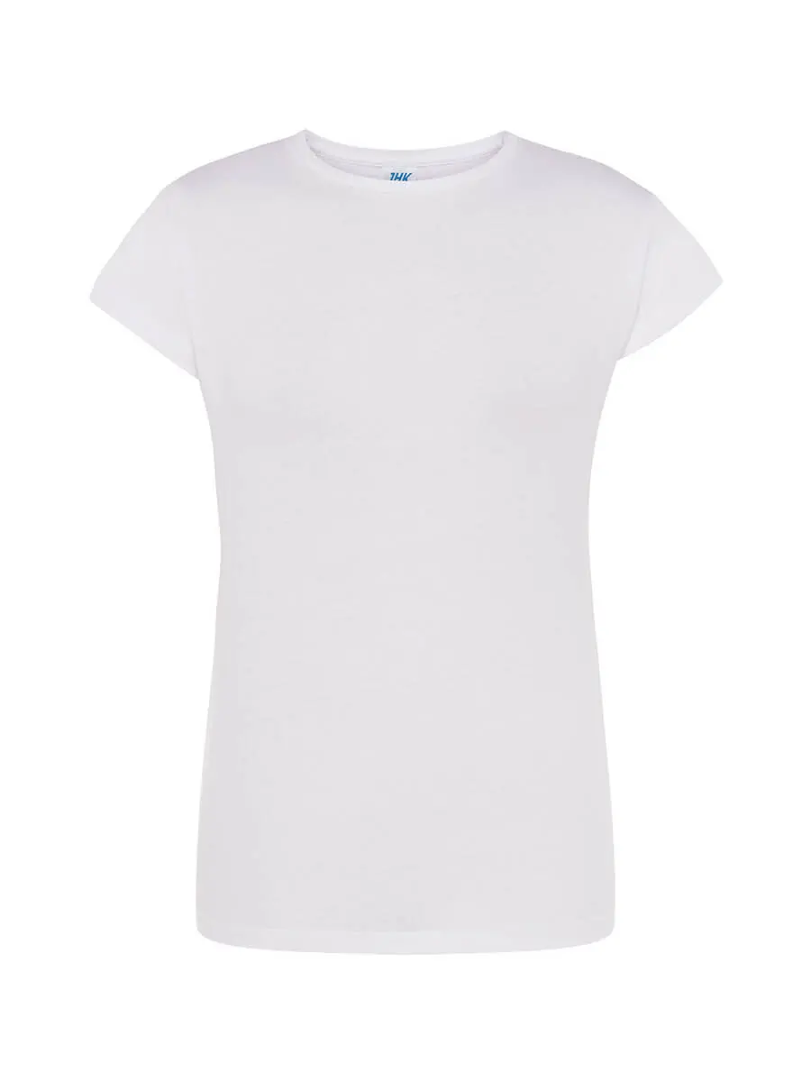 T-shirt donna girocollo manica corta slim fit in 100% cotone 150 g Bianco T-shirt donna girocollo manica corta slim fit in 100% cotone 150 g Bianco