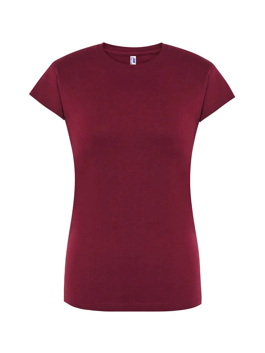 T-shirt donna girocollo manica corta slim fit in 100% cotone 150 g Bordeaux T-shirt donna girocollo manica corta slim fit in 100% cotone 150 g Bordeaux