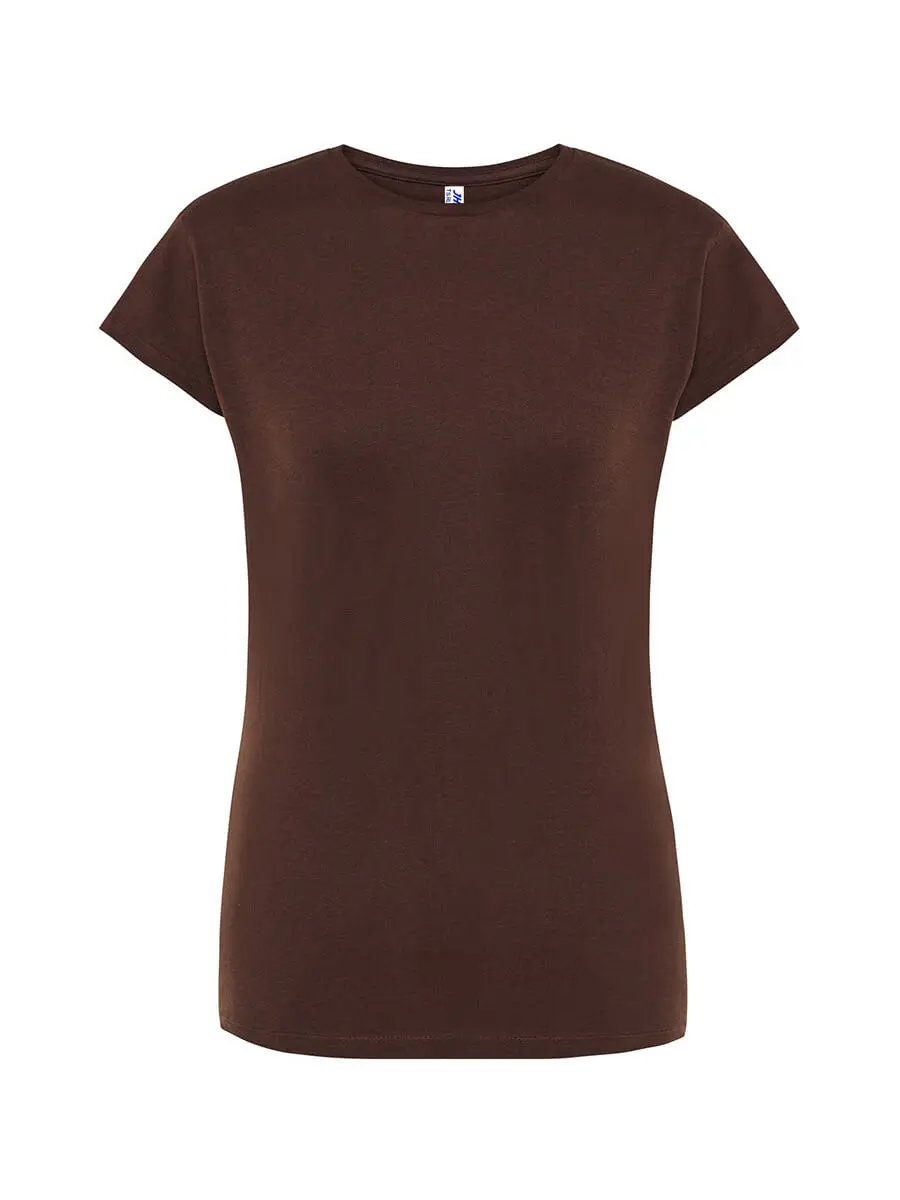 T-shirt donna girocollo manica corta slim fit in 100% cotone 150 g Cioccolato T-shirt donna girocollo manica corta slim fit in 100% cotone 150 g Cioccolato
