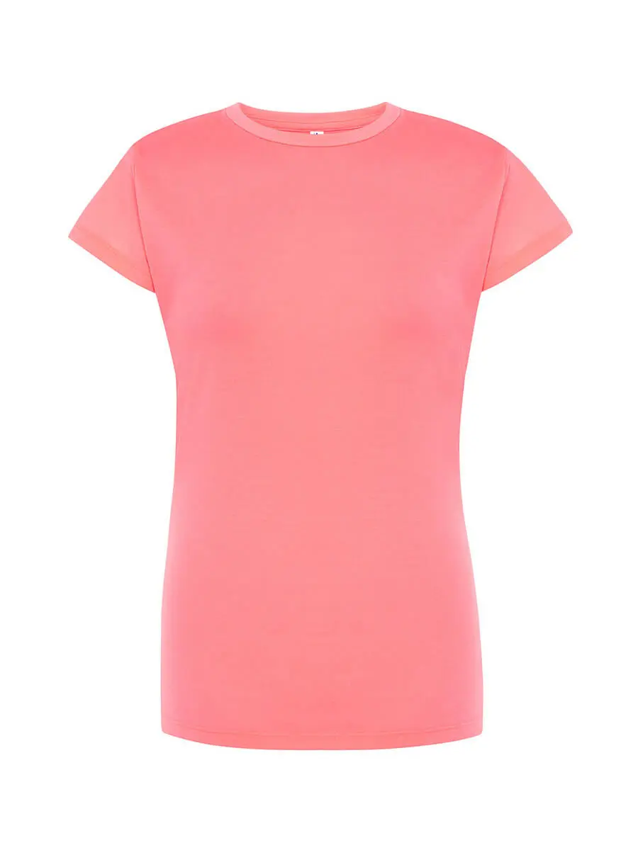 T-shirt donna girocollo manica corta slim fit in 100% cotone 150 g Fucsia fluo T-shirt donna girocollo manica corta slim fit in 100% cotone 150 g Fucsia fluo