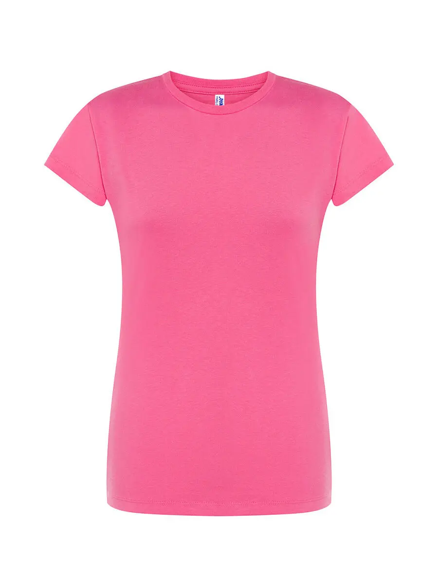 T-shirt donna girocollo manica corta slim fit in 100% cotone 150 g Fucsia T-shirt donna girocollo manica corta slim fit in 100% cotone 150 g Fucsia