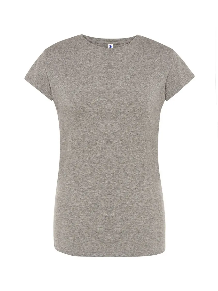 T-shirt donna girocollo manica corta slim fit in 100% cotone 150 g Grigio melange T-shirt donna girocollo manica corta slim fit in 100% cotone 150 g Grigio melange