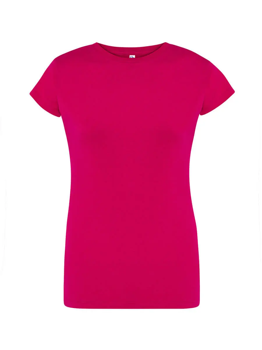 T-shirt donna girocollo manica corta slim fit in 100% cotone 150 g Lampone T-shirt donna girocollo manica corta slim fit in 100% cotone 150 g Lampone