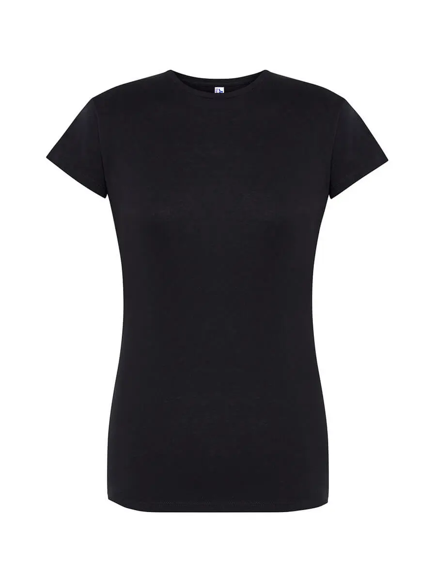 T-shirt donna girocollo manica corta slim fit in 100% cotone 150 g Nero T-shirt donna girocollo manica corta slim fit in 100% cotone 150 g Nero