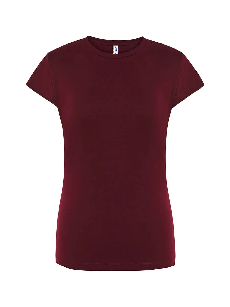 T-shirt donna girocollo manica corta slim fit in 100% cotone 150 g Rosso cardinale T-shirt donna girocollo manica corta slim fit in 100% cotone 150 g Rosso cardinale