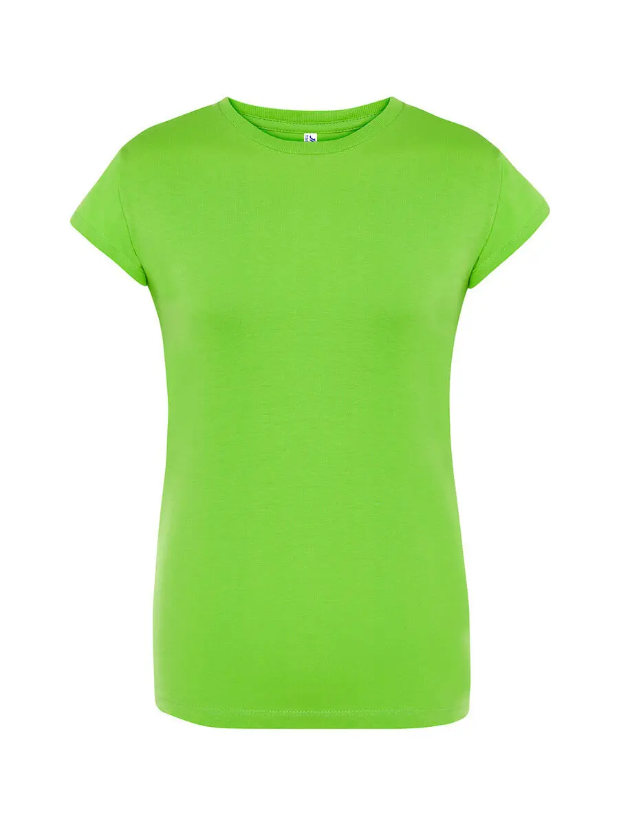 T-shirt donna girocollo manica corta slim fit in 100% cotone 150 g Verde lime T-shirt donna girocollo manica corta slim fit in 100% cotone 150 g Verde lime