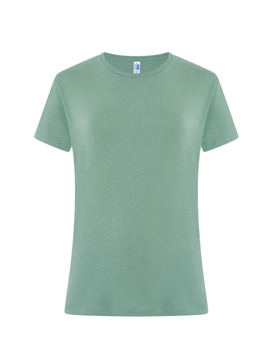 T-shirt donna girocollo manica corta slim fit in 100% cotone 150 g Verde muschio T-shirt donna girocollo manica corta slim fit in 100% cotone 150 g Verde muschio