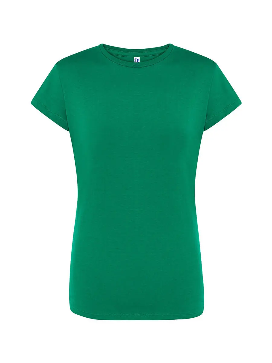 T-shirt donna girocollo manica corta slim fit in 100% cotone 150 g Verde prato T-shirt donna girocollo manica corta slim fit in 100% cotone 150 g Verde prato