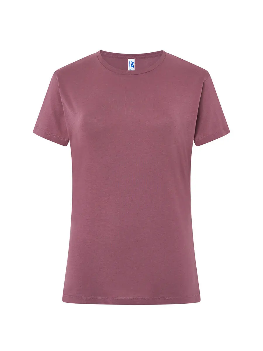T-shirt donna girocollo manica corta slim fit in 100% cotone 150 g Viola polvere T-shirt donna girocollo manica corta slim fit in 100% cotone 150 g Viola polvere