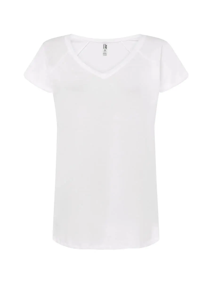 T-shirt donna scollo a v manica corta in 100% cotone 120 g – 2E7CLZKCB Bianco T-shirt donna scollo a v manica corta in 100% cotone 120 g – 2E7CLZKCB Bianco
