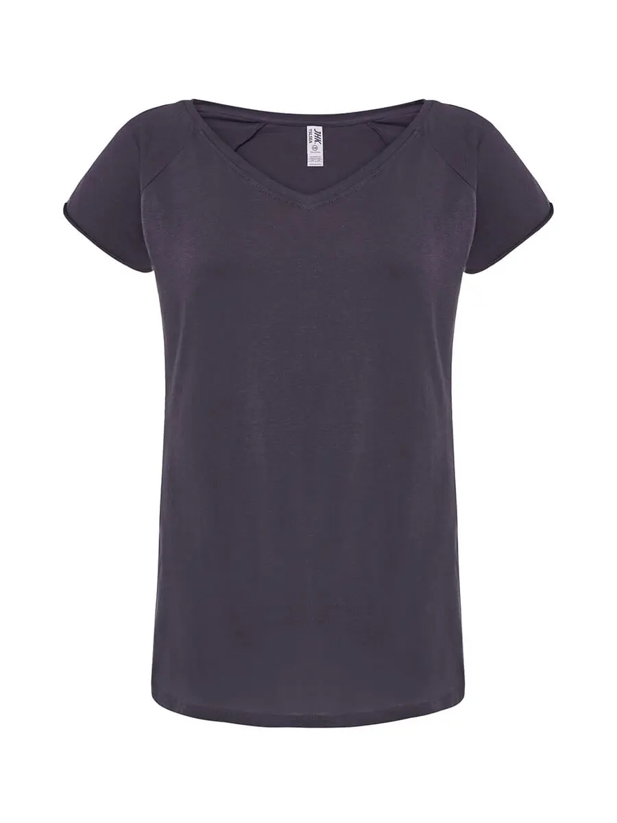 T-shirt donna scollo a v manica corta in 100% cotone 120 g – 2E7CLZKCB Blu denim T-shirt donna scollo a v manica corta in 100% cotone 120 g – 2E7CLZKCB Blu denim