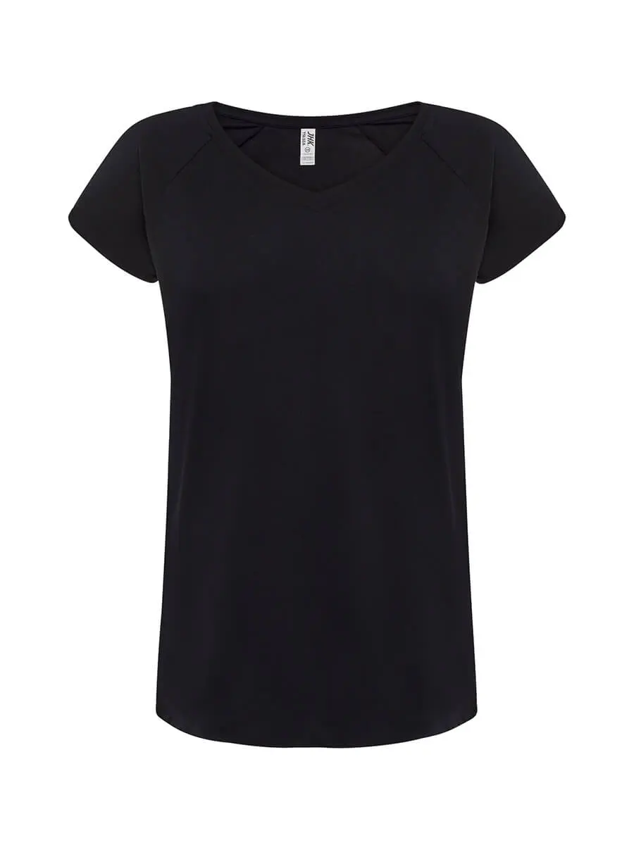 T-shirt donna scollo a v manica corta in 100% cotone 120 g – 2E7CLZKCB Nero T-shirt donna scollo a v manica corta in 100% cotone 120 g – 2E7CLZKCB Nero