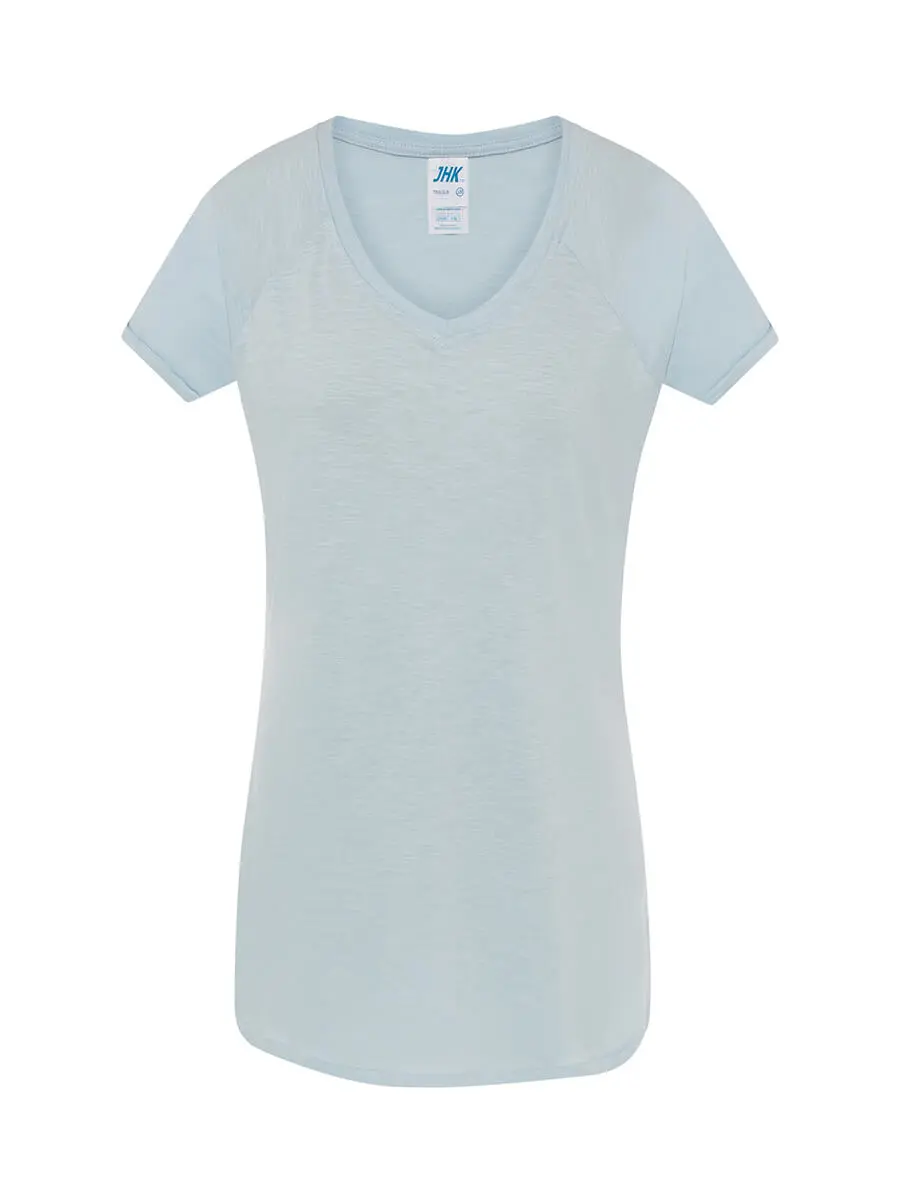T-shirt donna scollo a v manica corta in 100% cotone 120 g – 2ED3IJQ06 Azzurro cielo fluo T-shirt donna scollo a v manica corta in 100% cotone 120 g – 2ED3IJQ06 Azzurro cielo fluo