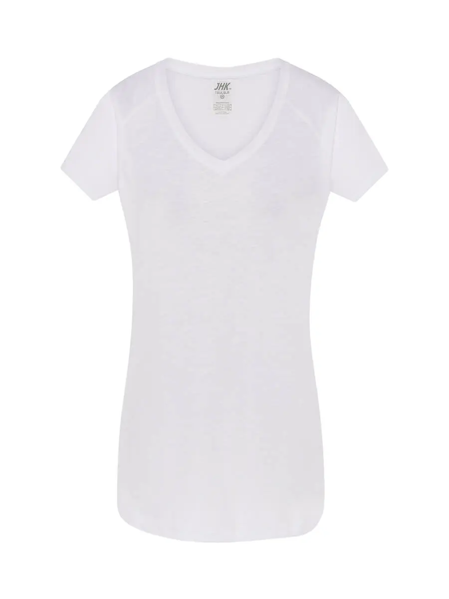 T-shirt donna scollo a v manica corta in 100% cotone 120 g – 2ED3IJQ06 Bianco T-shirt donna scollo a v manica corta in 100% cotone 120 g – 2ED3IJQ06 Bianco