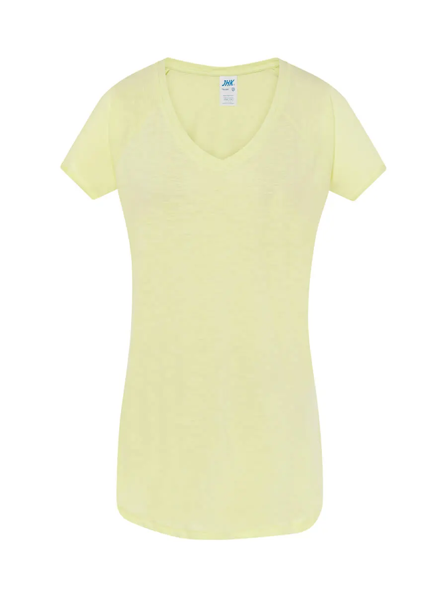 T-shirt donna scollo a v manica corta in 100% cotone 120 g – 2ED3IJQ06 Giallo chiaro fluo T-shirt donna scollo a v manica corta in 100% cotone 120 g – 2ED3IJQ06 Giallo chiaro fluo