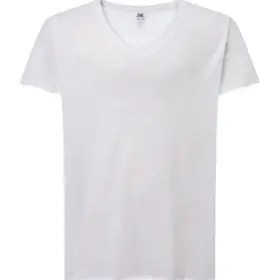 T-shirt donna scollo a v manica corta in 100% cotone 120 g Bianco