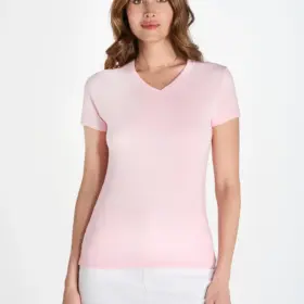 T-shirt donna scollo a v manica corta in 100% cotone 145 g